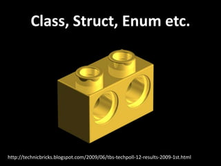 Class, Struct, Enum etc.




http://technicbricks.blogspot.com/2009/06/tbs-techpoll-12-results-2009-1st.html
 