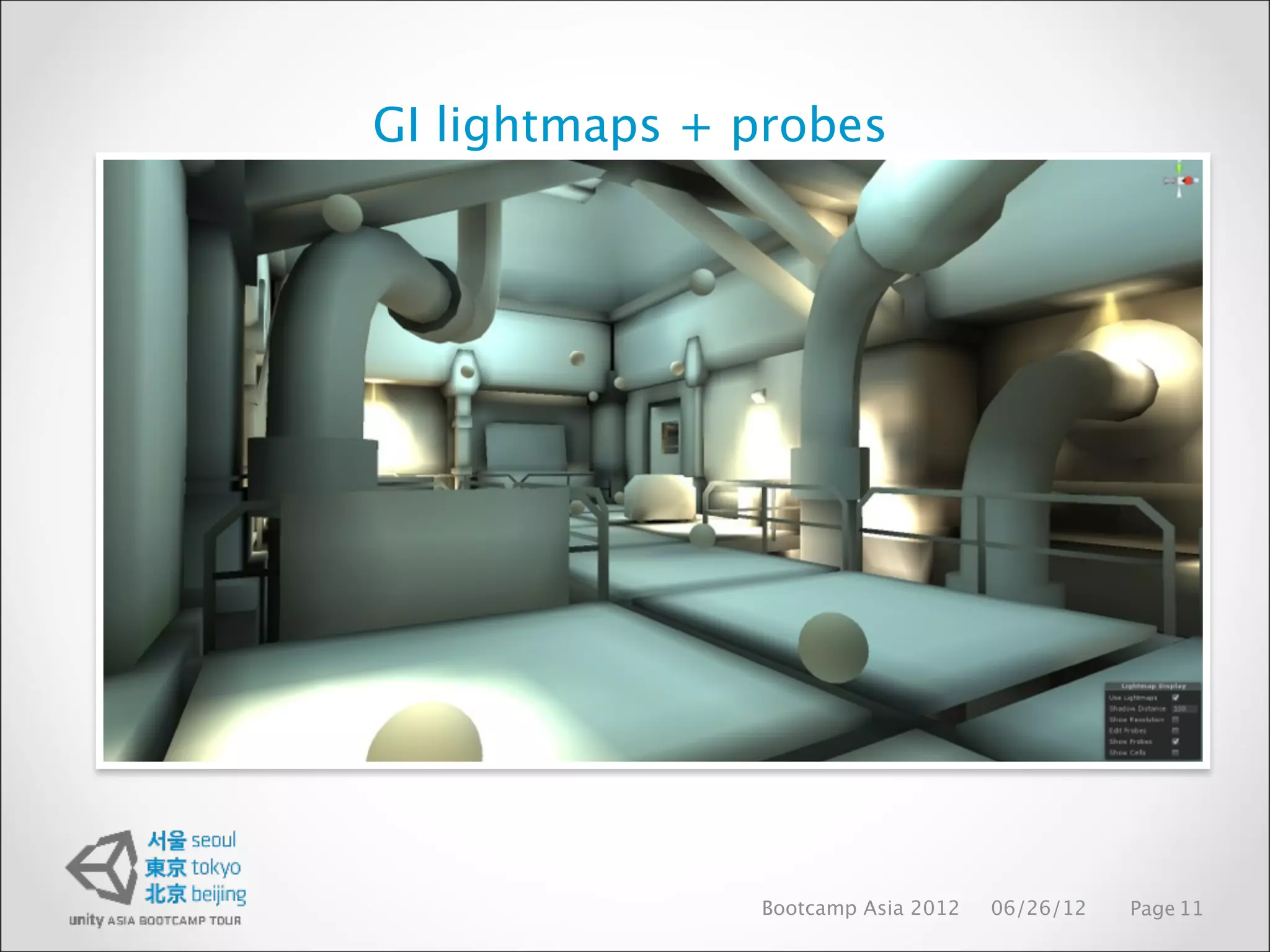 GI lightmaps + probes




               Bootcamp Asia 2012   06/26/12   Page 11
 