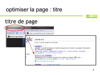 optimiser la page : titre

titre de page




                            8
 