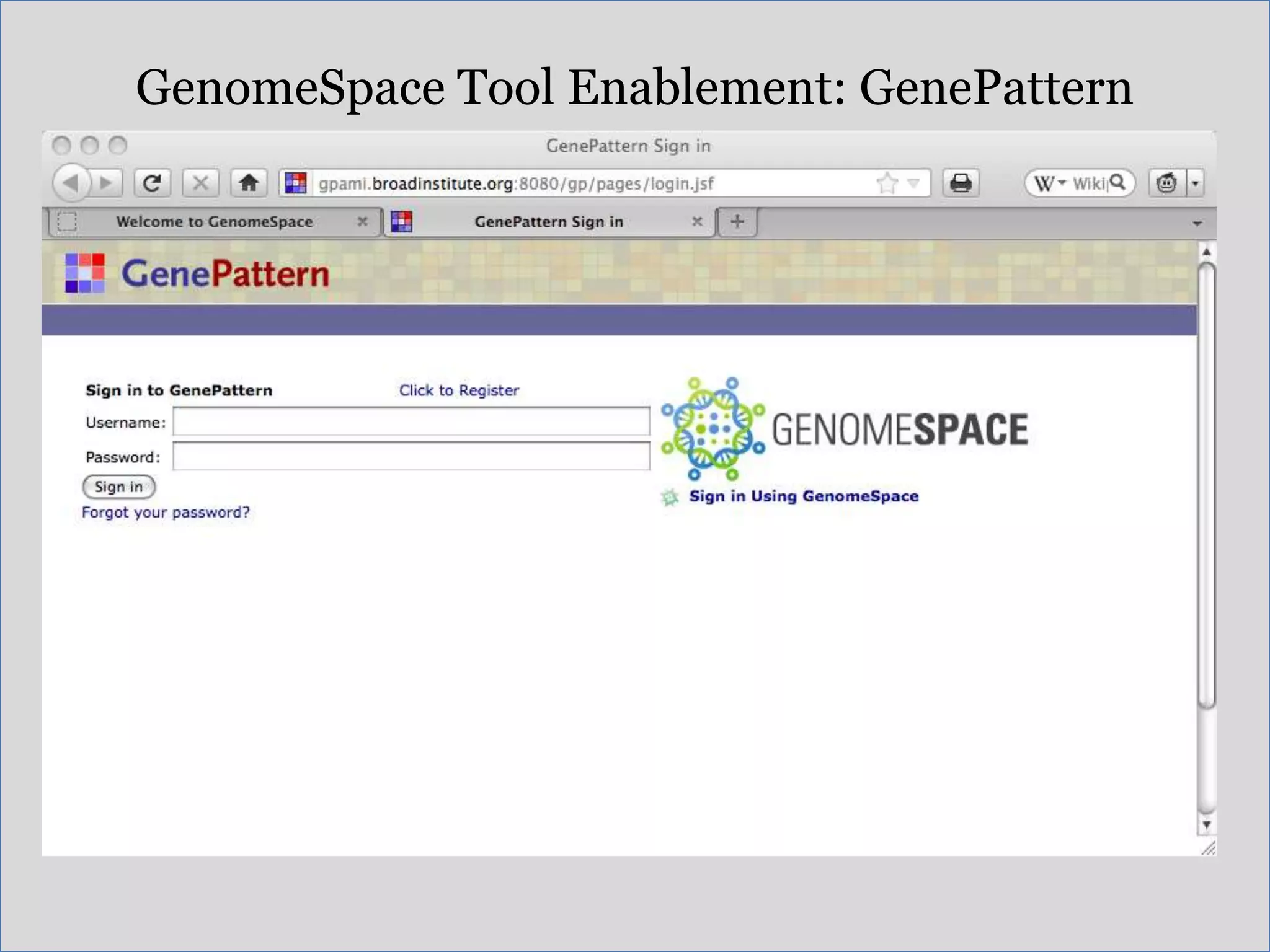GenomeSpace Tool Enablement: GenePattern
 
