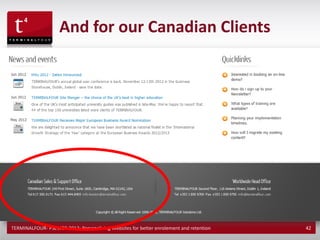 And for our Canadian Clients




TERMINALFOUR- PSEWEB 2012: Personalizing Websites for better enrolement and retention   42
 