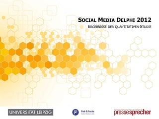 SOCIAL MEDIA DELPHI 2012
   ERGEBNISSE DER QUANTITATIVEN STUDIE
 