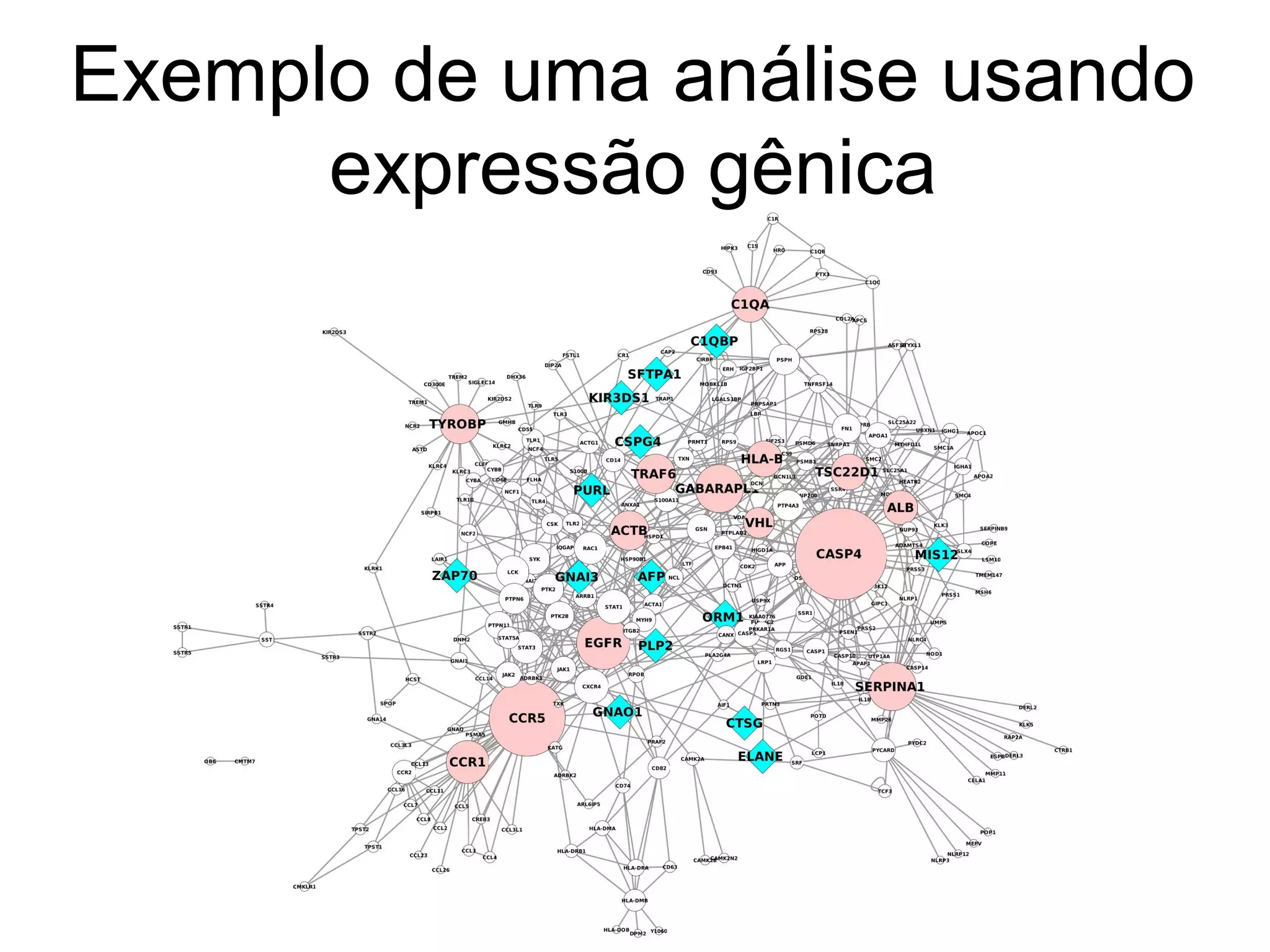 Exemplo de uma análise usando
      expressão gênica

3 – Identificar as funções biológicas
  relacionadas a esses genes
  diferencialmente expressos (tanto os
  super-expressos quanto os sub-
  expressos)
 