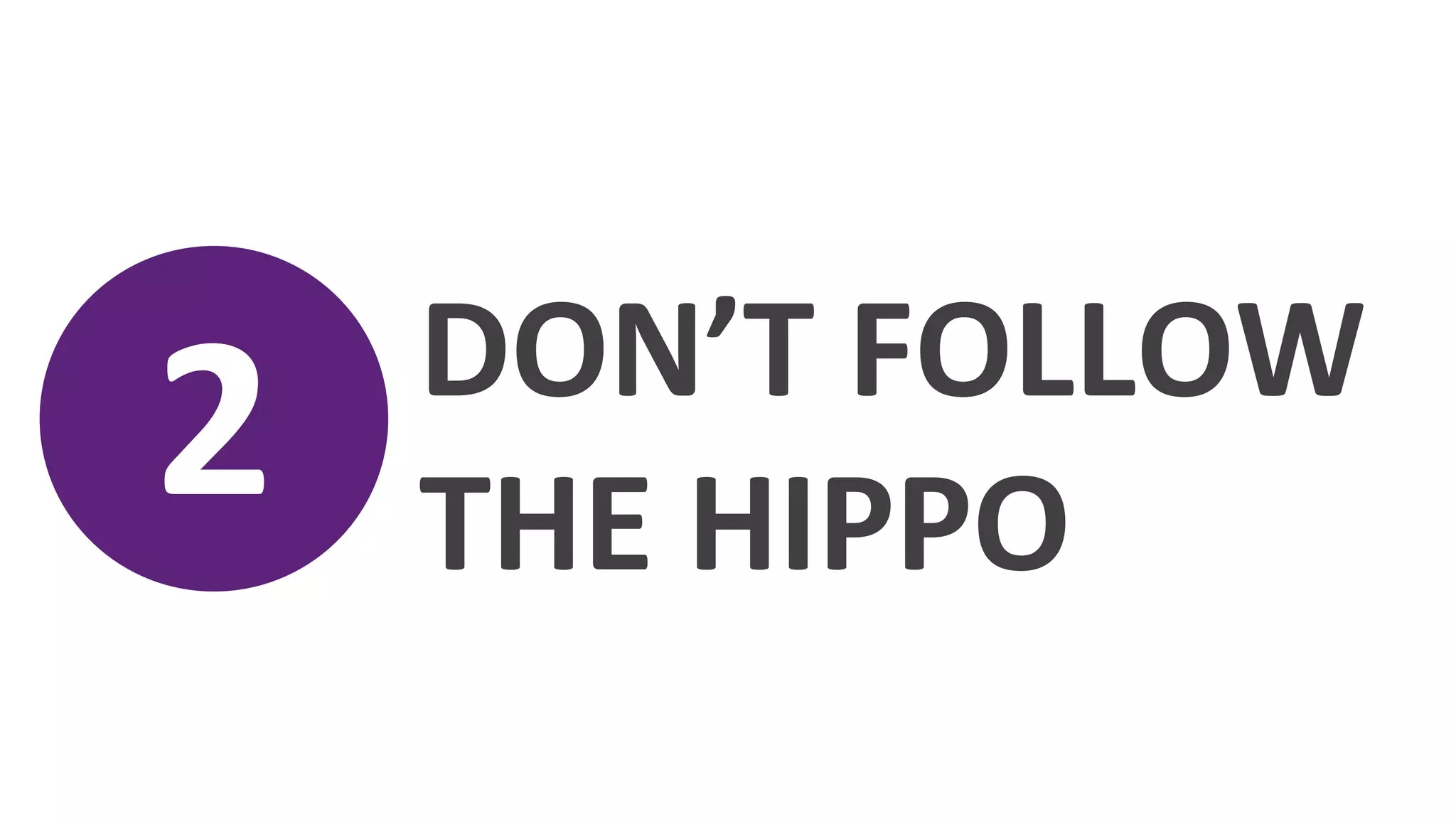 DON’T	
  FOLLOW	
  
2	
     THE	
  HIPPO	
  
 