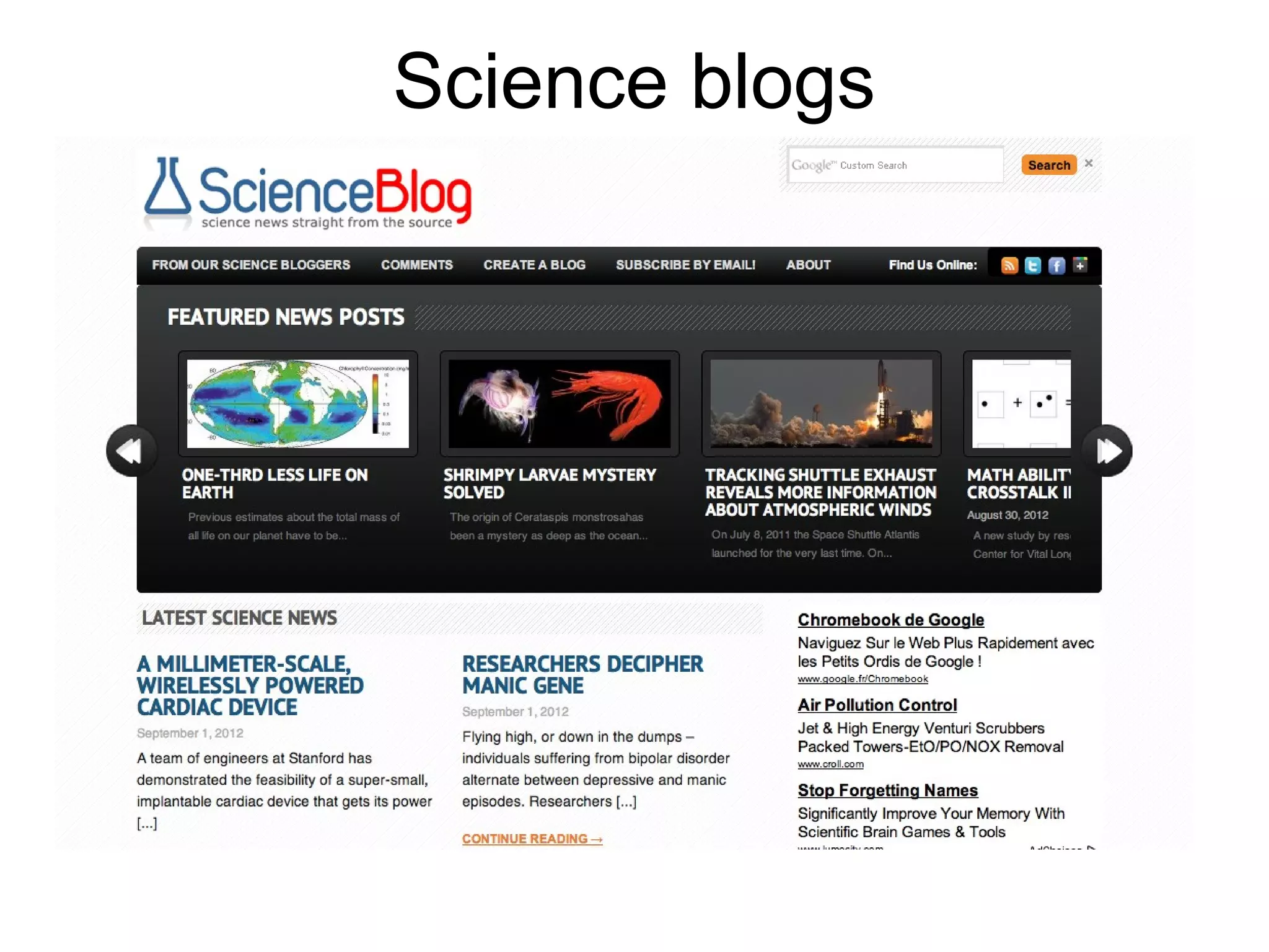 Science blogs
 
