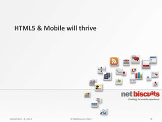 HTML5 & Mobile will thrive




September 11, 2012   © Netbiscuits 2012   19
 