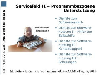 Servicefeld II – Programmbezogene
                         Unterstützung
                              • Dienste zum
     ...