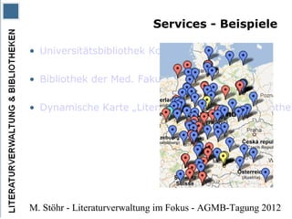 Services - Beispiele

•   UB Konstanz


•   UB Heidelberg (Med.)


•   Service-Karte




M. Stöhr - Literaturverwaltung im...