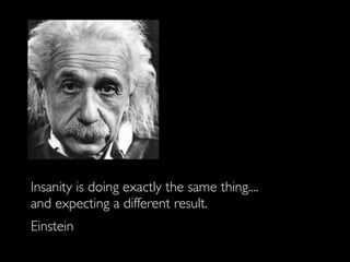 Insanity is doing exactly the same thing....
and expecting a different result.
Einstein
 