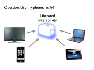 Question: Use my phone, really?

                      Liberated
                     Interactivity
 