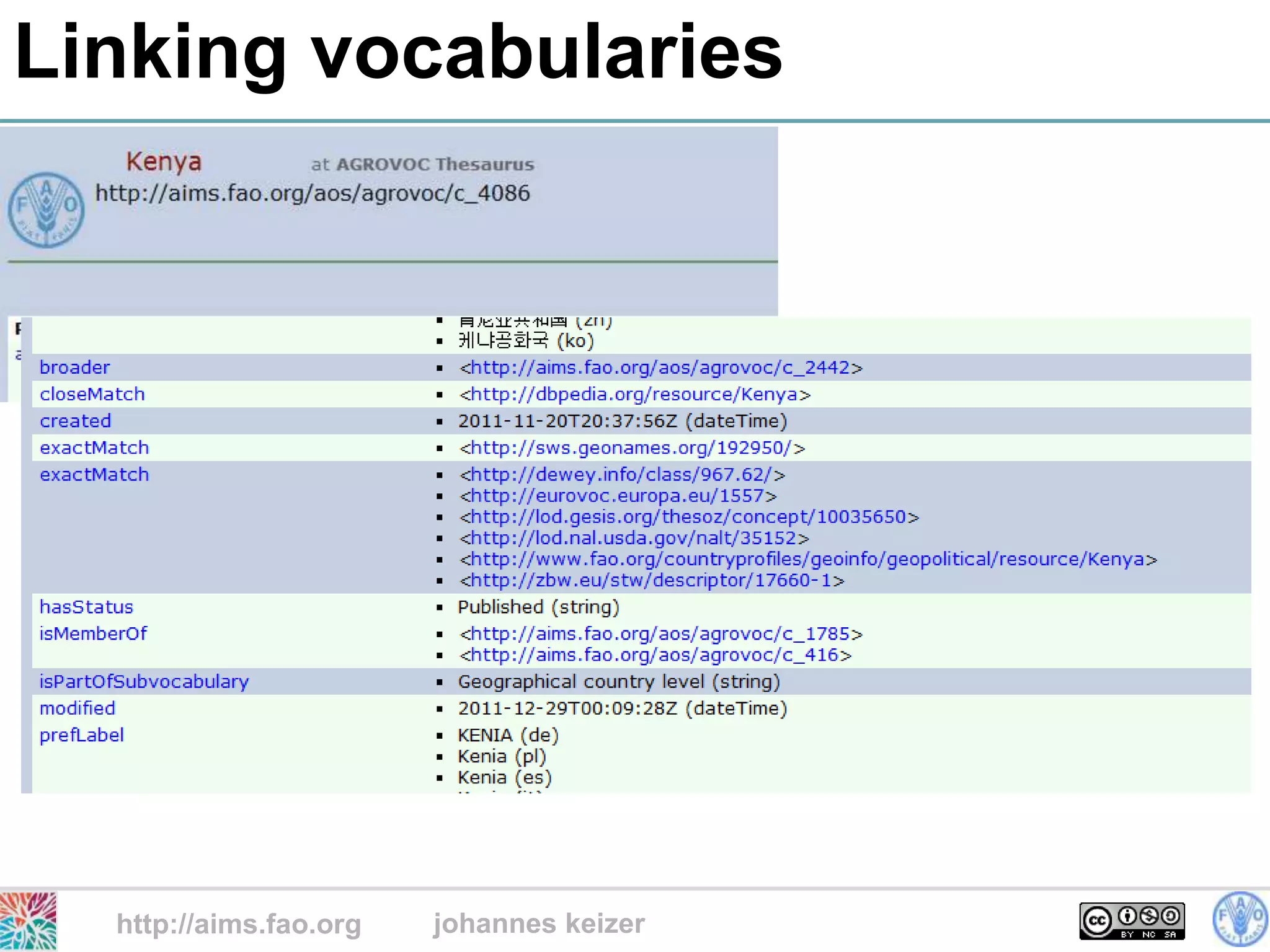 Linking vocabularies




  http://aims.fao.org   johannes keizer
 