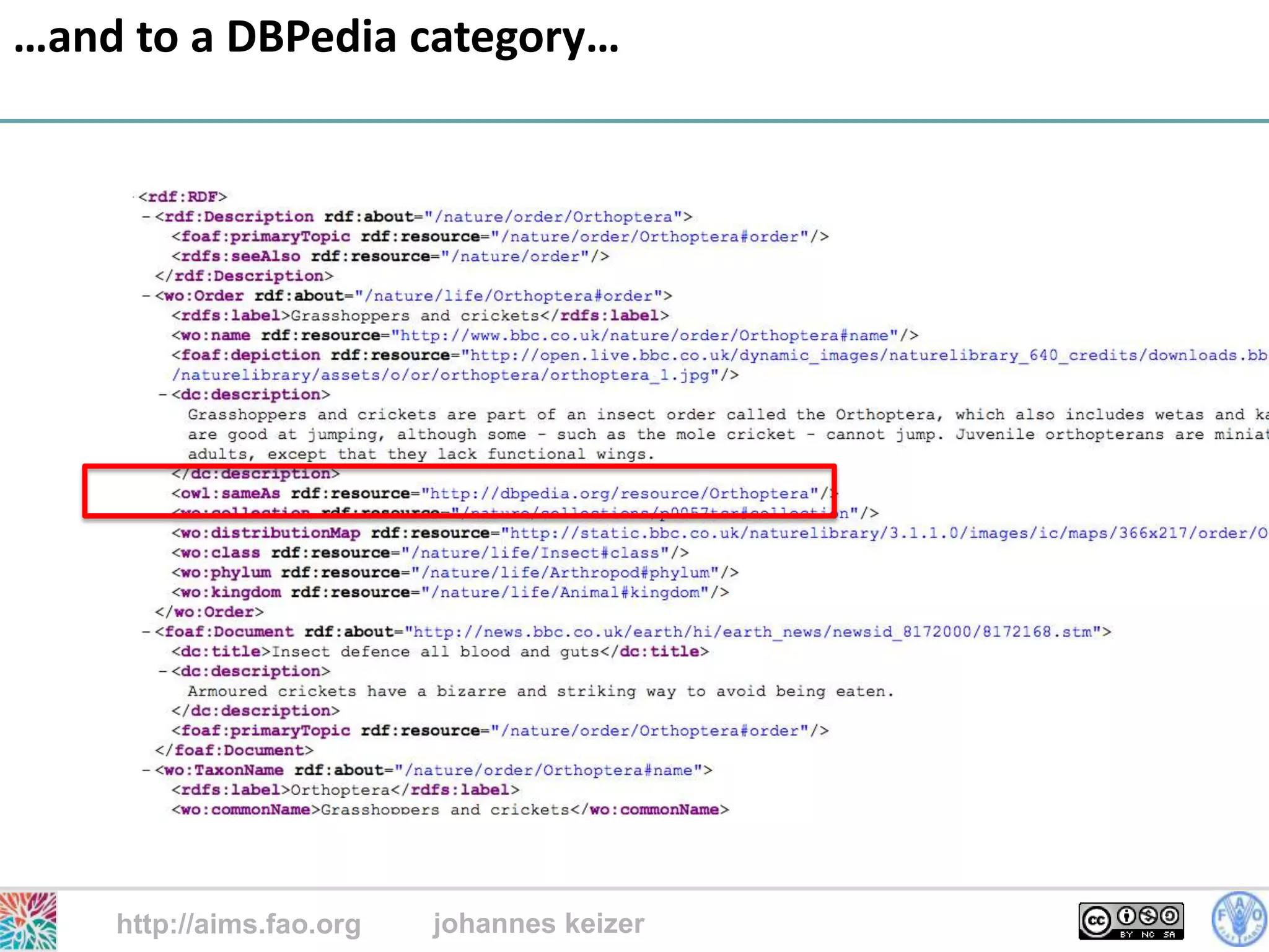 …and to a DBPedia category…




    http://aims.fao.org   johannes keizer
                                            26
 