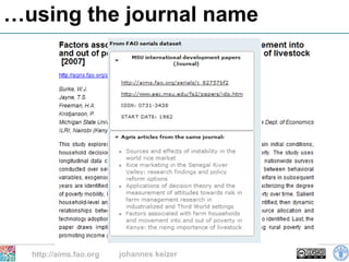 …using the journal name




  http://aims.fao.org   johannes keizer
 