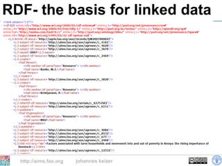 RDF- the basis for linked data




  http://aims.fao.org   johannes keizer
 