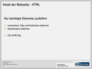 Inhalt der Webseite - HTML



    Nur benötigte Elemente ausliefern

                Leerzeichen, Tabs und Umbrüche entfe...