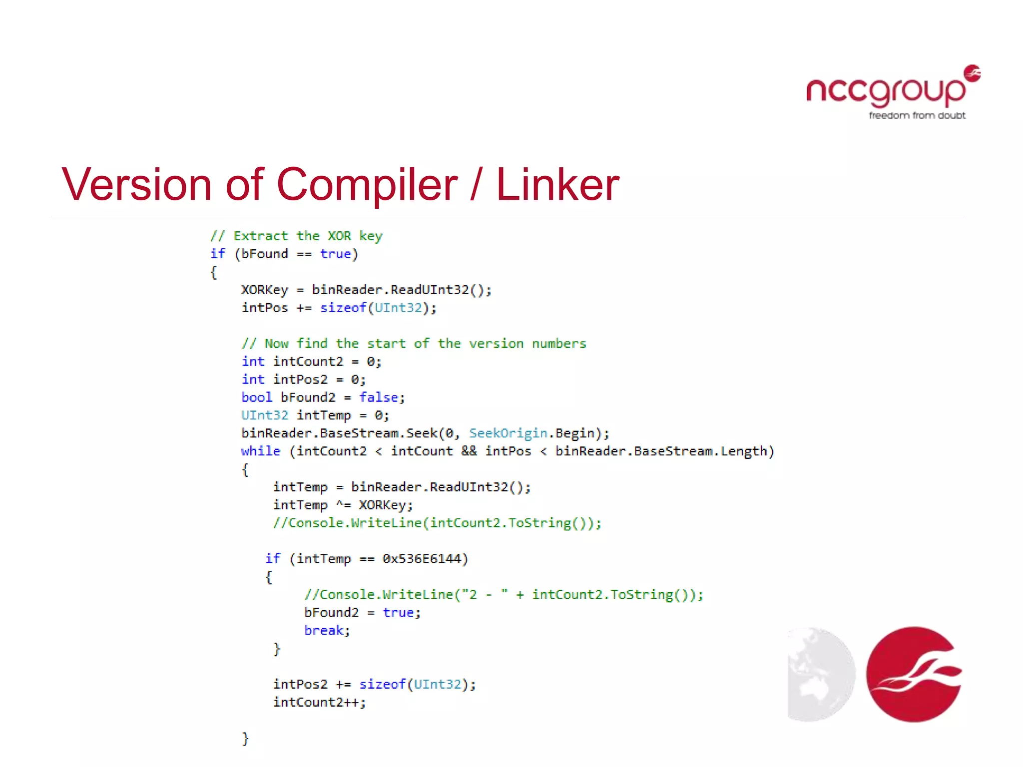 Version of Compiler / Linker
 