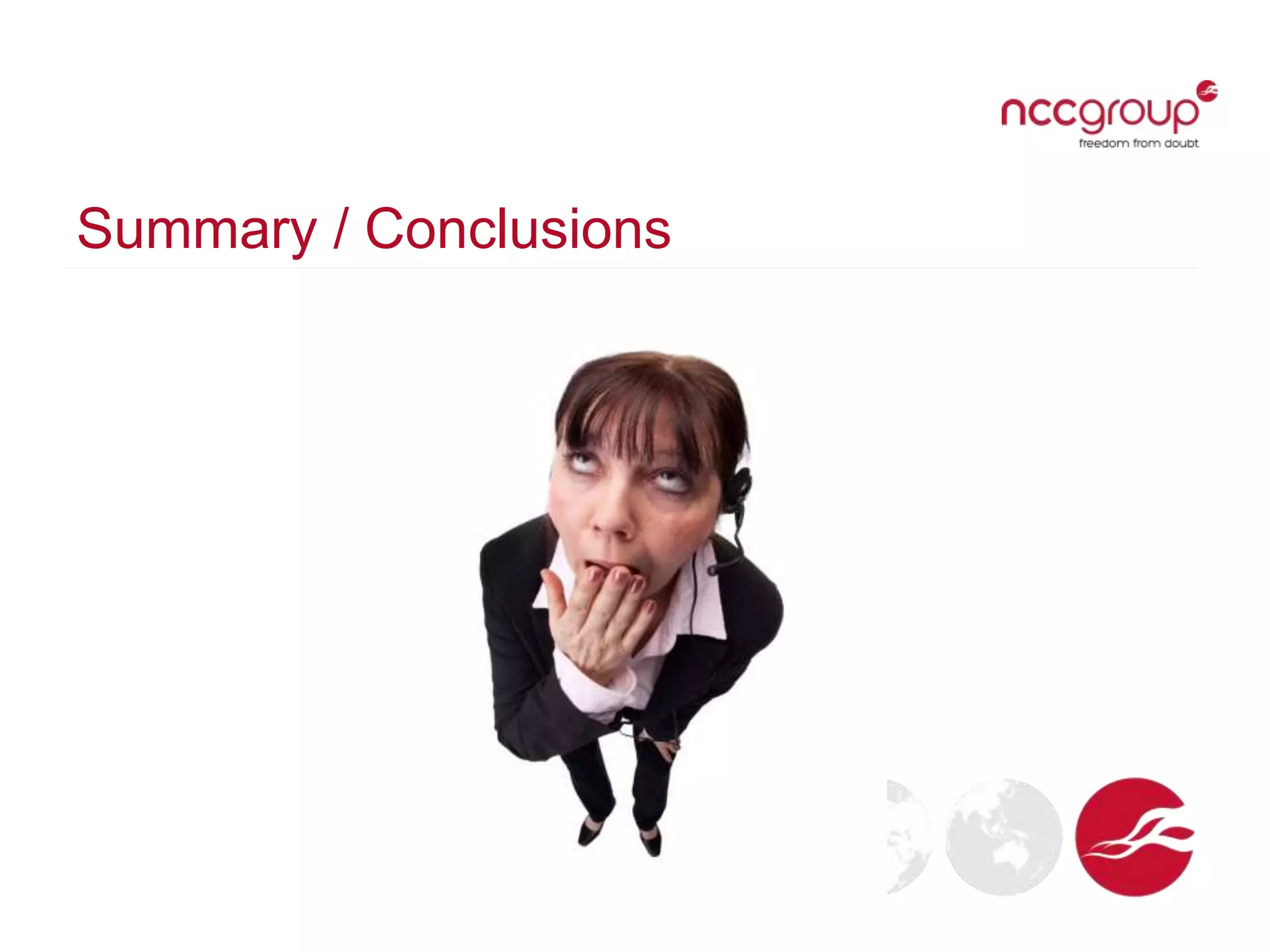 Summary / Conclusions
 