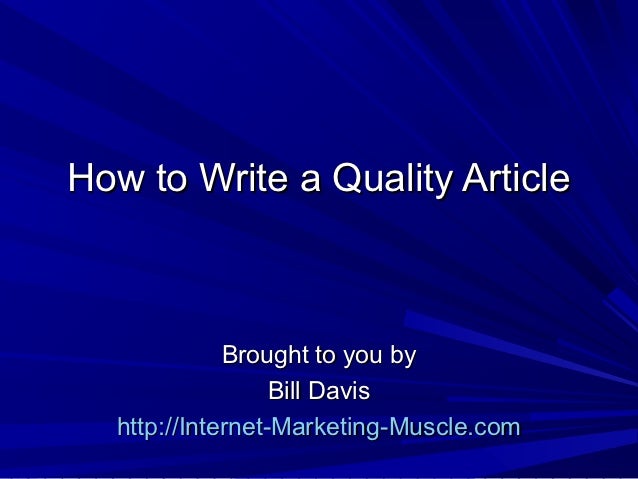 How to write articles for internet
