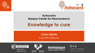 Achucarro
Basque Center for Neuroscience
Knowledge to cure
Carlos Matute
Scientific Director
 