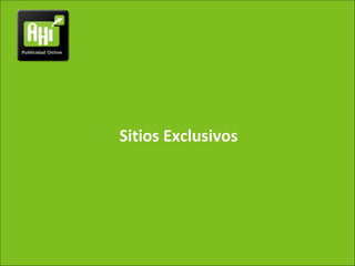 Sitios Exclusivos




          AV. Providencia Nº 2088 of. 32, Providencia. Santiago Chile
 