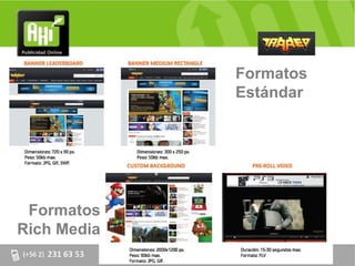 Formatos
                                  Estándar




 Formatos
Rich Media
             AV. Providencia Nº 2088 of. 32, Providencia. Santiago Chile
 
