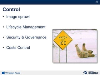 24#


Control
• Image sprawl

• Lifecycle Management

• Security & Governance

• Costs Control
 