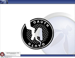 Applica'on*Security*Forum*3*2012*
                               Western'Switzerland'
           '

                                                             26
           708'novembre'2012'0'Y0Parc'/'Yverdon0les0Bains'
           h?ps://www.appsec0forum.ch'

Saturday, November 10, 12
 