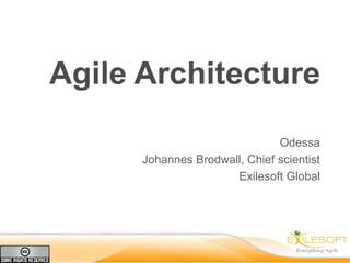 Agile Architecture
                               Odessa
      Johannes Brodwall, Chief scientist
                      Exilesoft Global
 