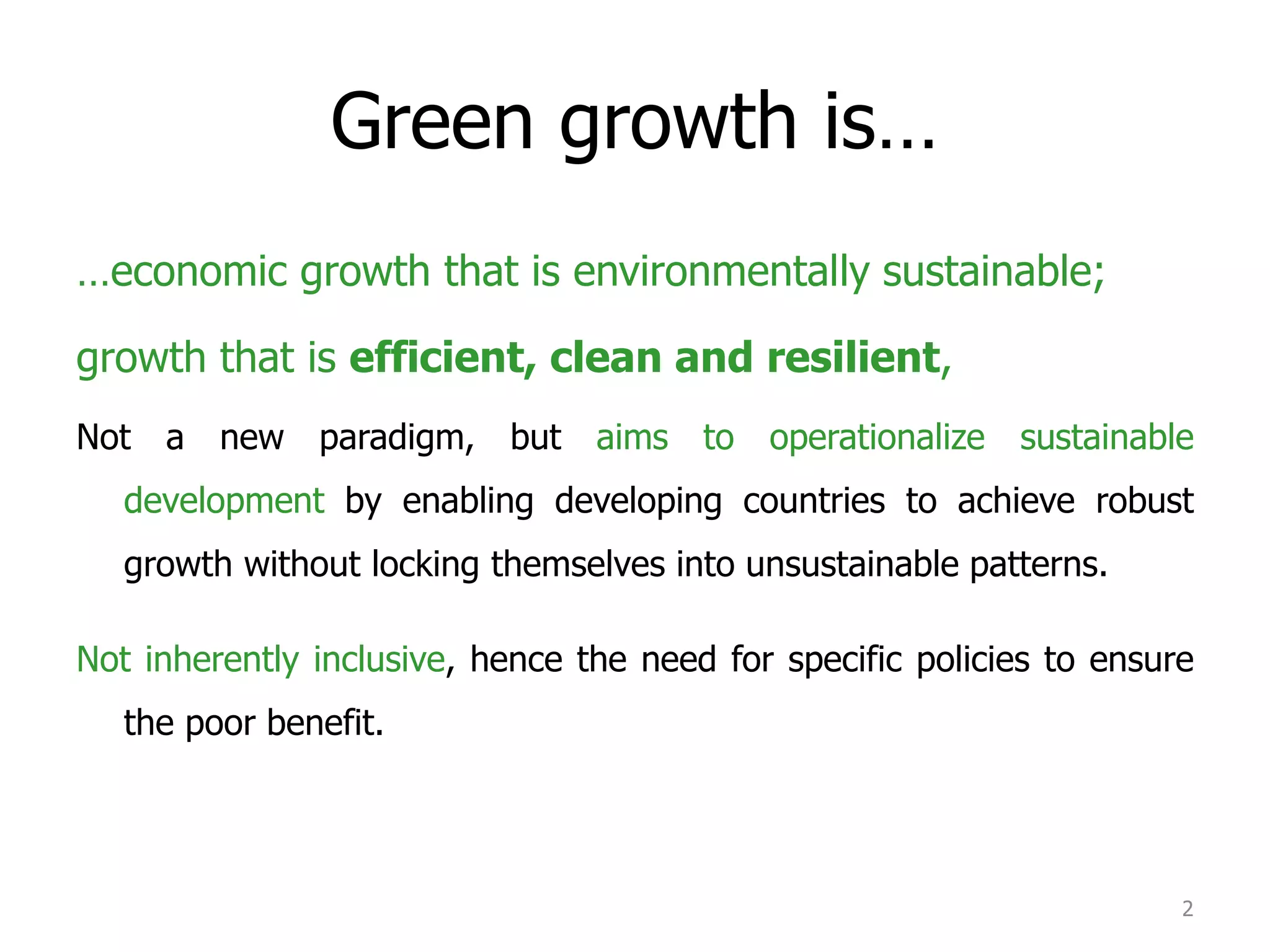 Achieving Sustainable Development - Inclusive Green Growth: The Pathway ...