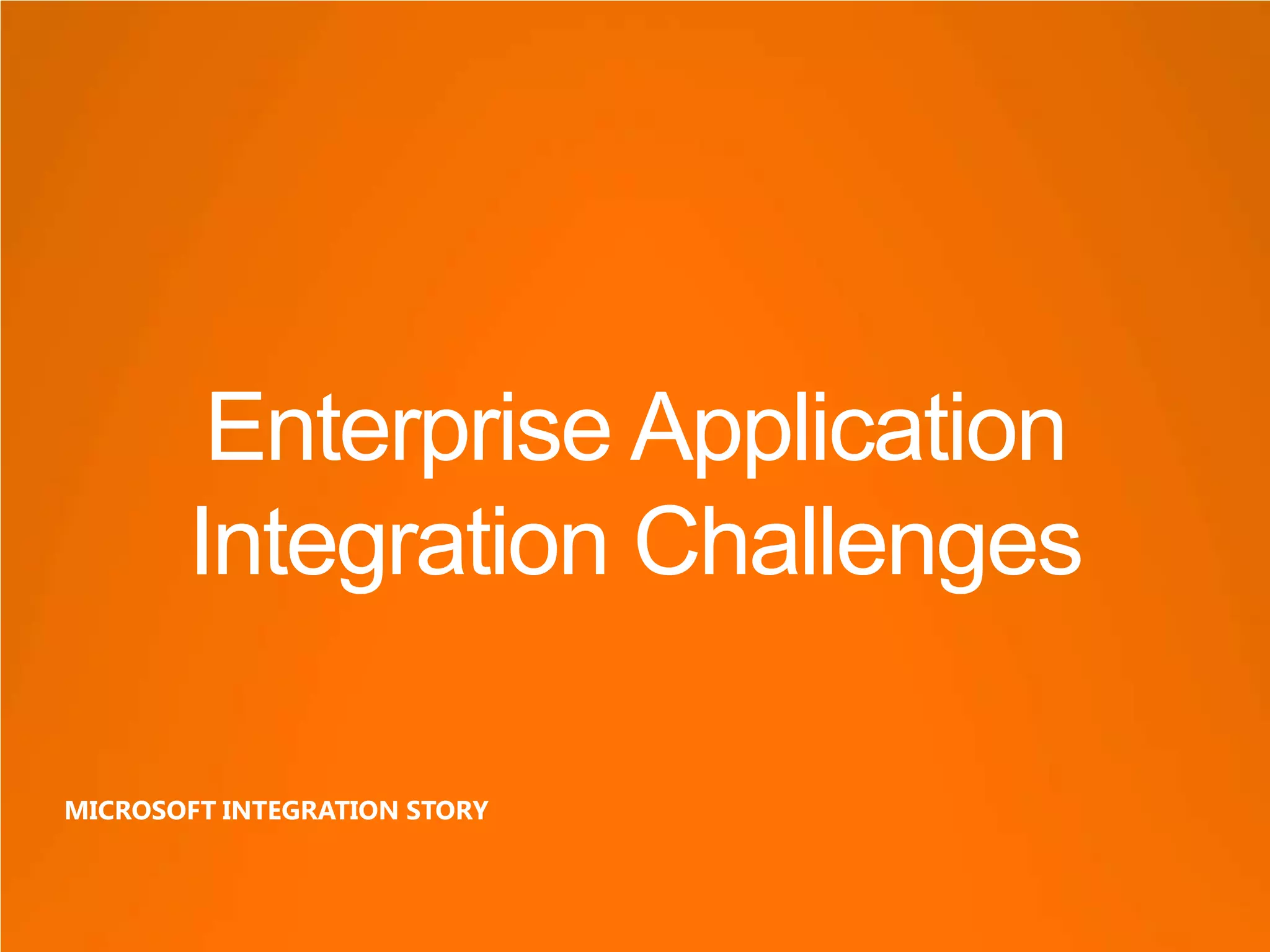 Enterprise Application
       Integration Challenges

MICROSOFT INTEGRATION STORY
 