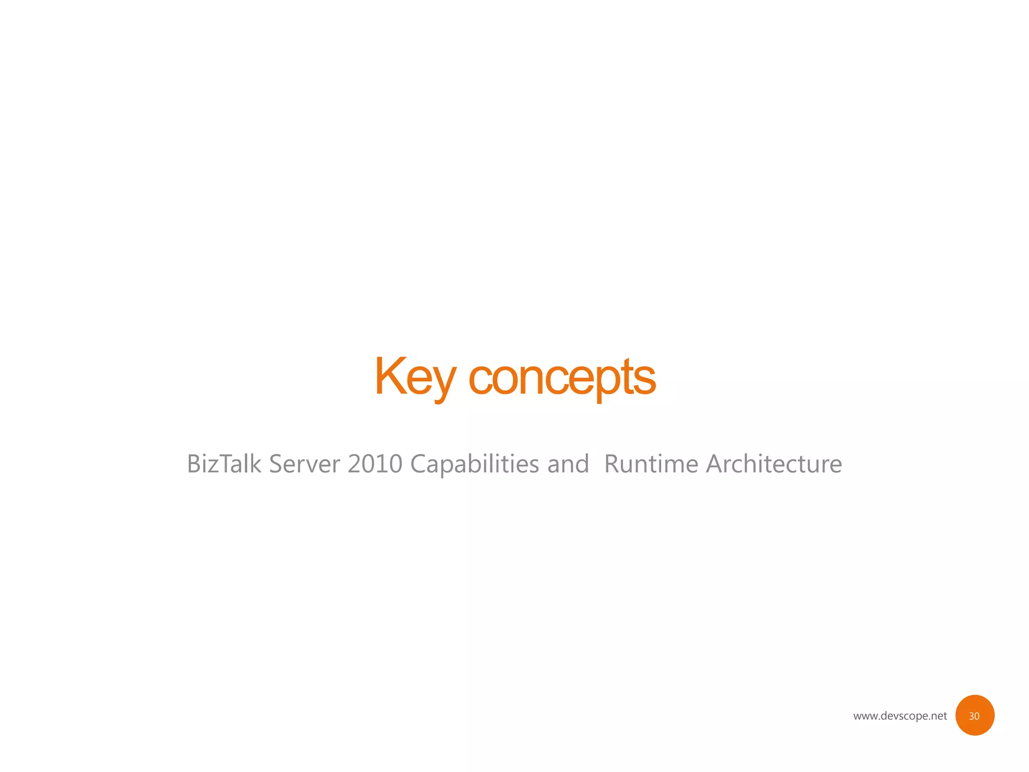 BizTalk Server 2010 Capabilities and Runtime Architecture




                                                            www.devscope.net   30
 