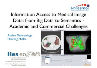Information Access to Medical Image
  Data: from Big Data to Semantics -
 Academic and Commercial Challenges
Adrien Depeursinge
Henning Müller
 
