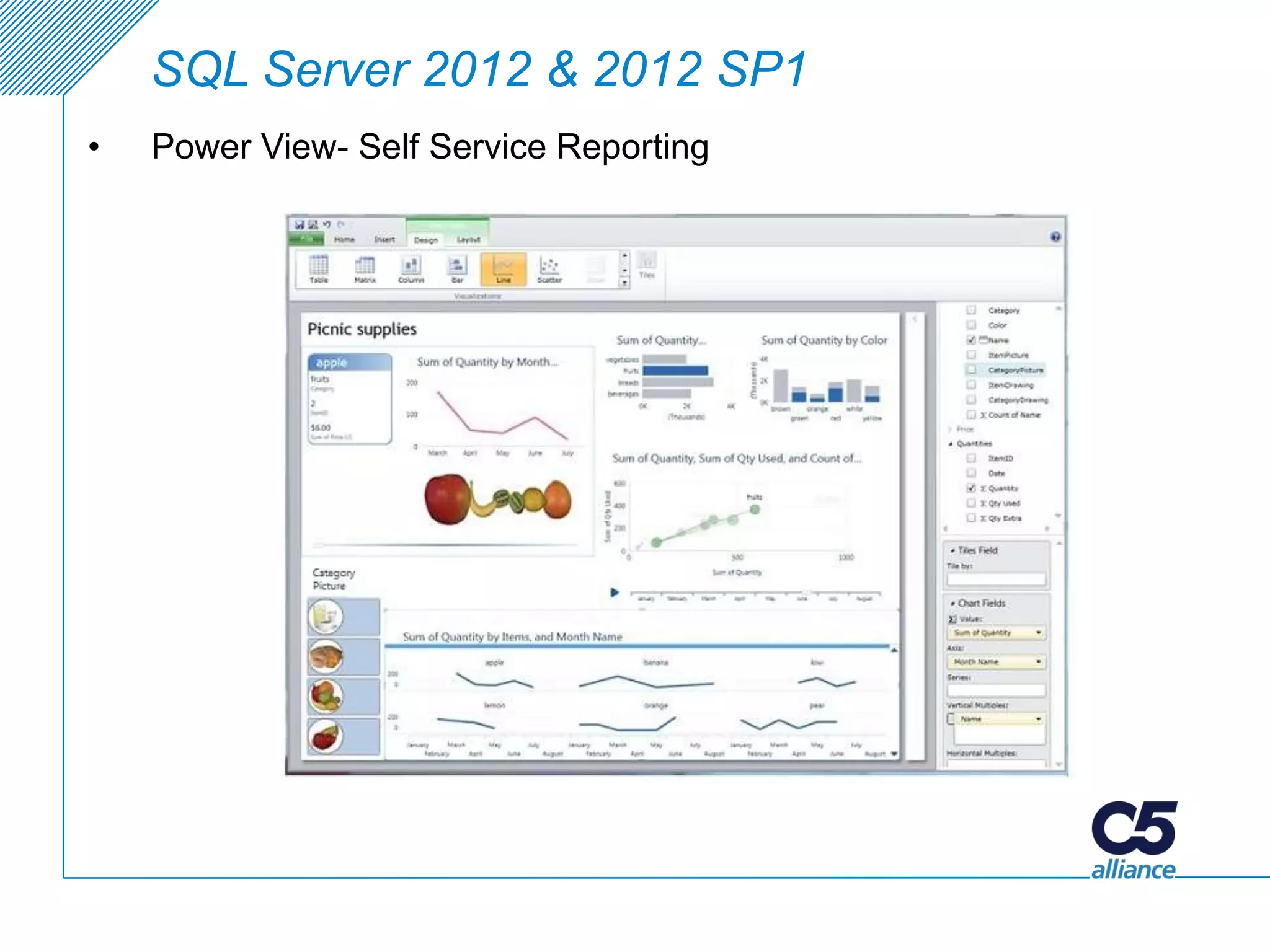 SQL Server 2012 & 2012 SP1
•   Power View- Self Service Reporting
 