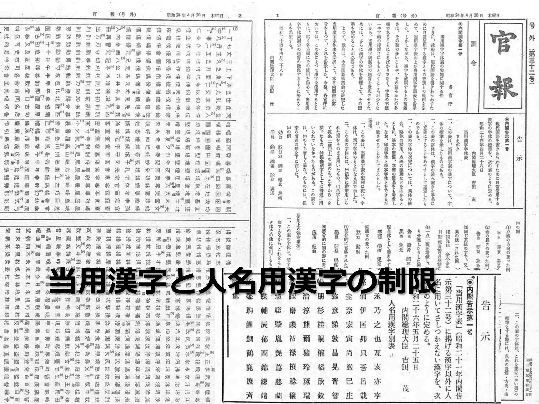 当⽤用漢字と⼈人名⽤用漢字の制限
 