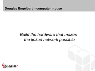 Douglas Engelbart - computer mouse




        Build the hardware that makes
          the linked network possible




   ...