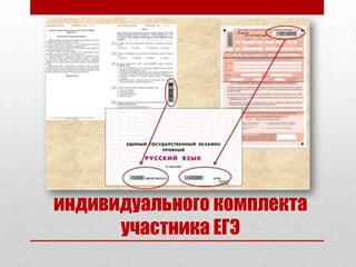 Содержание
индивидуального комплекта
      участника ЕГЭ
 