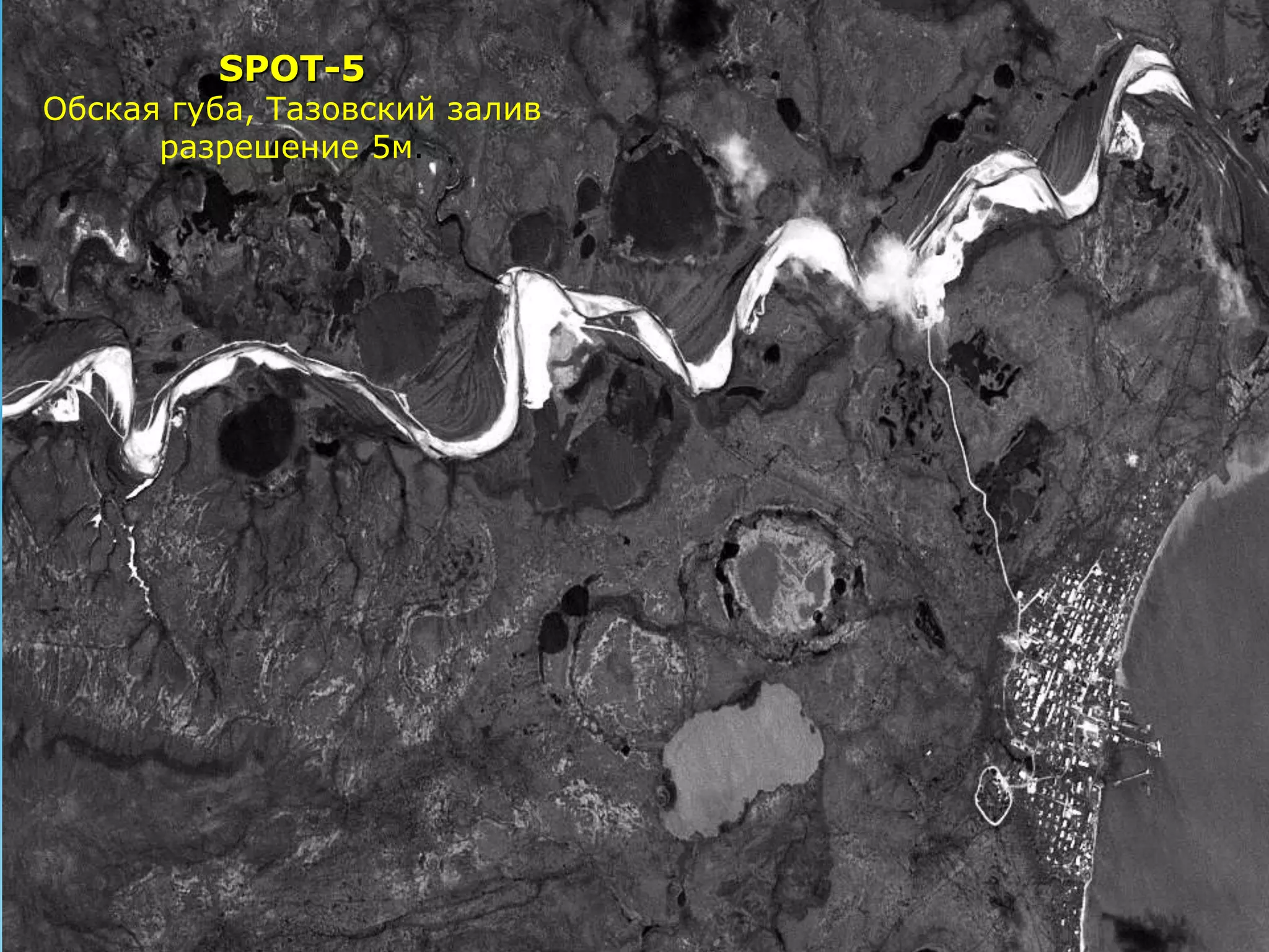 SPOT-5
Обская губа, Тазовский залив
      разрешение 5м.




                               РУСИЧ
 