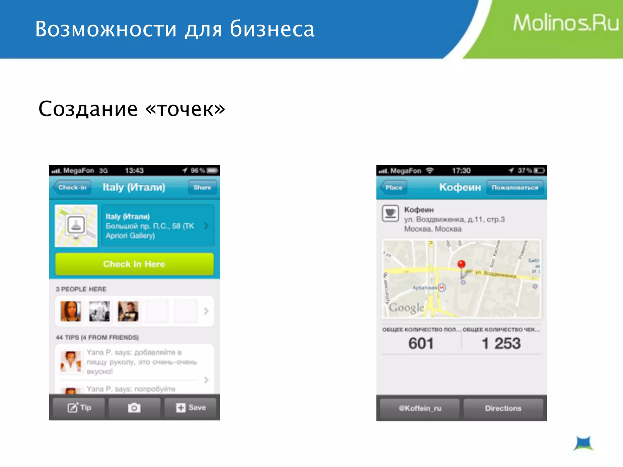 Возможности для бизнеса


Создание «точек»
 