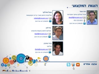 ‫נוספים‬ ‫לפרטים‬
‫שאלות‬,‫תגובות‬,‫והארות‬ ‫הערות‬...
‫פוגל‬ ‫דודו‬
‫אסטרטגי‬ ‫מחקר‬ ‫מחלקת‬ ‫מנהל‬
DavidF@mccann.co.il
052-5551832
Join me on Linkedin
‫אחרינו‬ ‫עקבו‬:
 