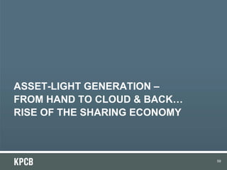 ASSET-LIGHT GENERATION –
FROM HAND TO CLOUD & BACK…
RISE OF THE SHARING ECONOMY



                              59
 