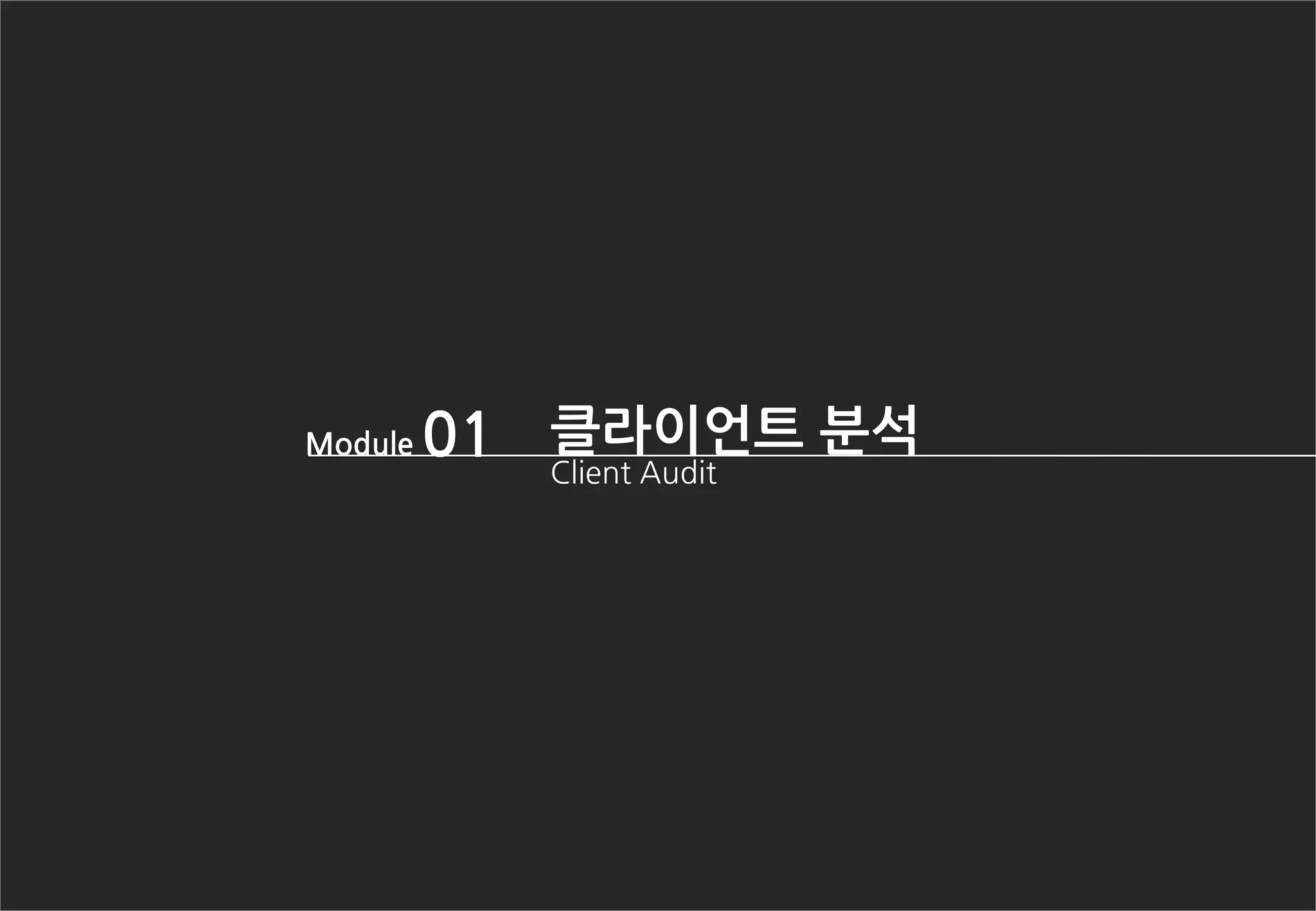 Module 01 클라이언트 분석
Client Audit
 