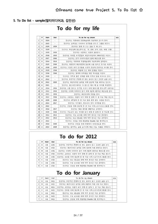 ☆Dreams come true Project 5. To Do list ☆
5. To Do list - sample(멀티미디어과, 김민선)
 
