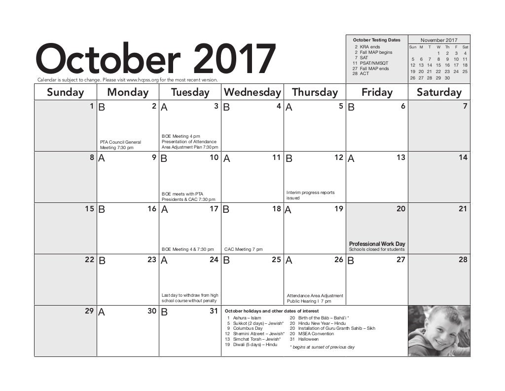 October 2017 Sunday Monday Tuesday