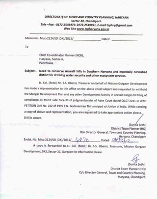 2012.03.22 dgtcp haryana letter to ccp ncr haryana
