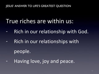 Jesus' Answers To Life's Greatest Questions PPT
