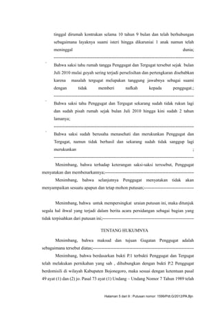 Gugat Contoh putusan gugat cerai | RTF