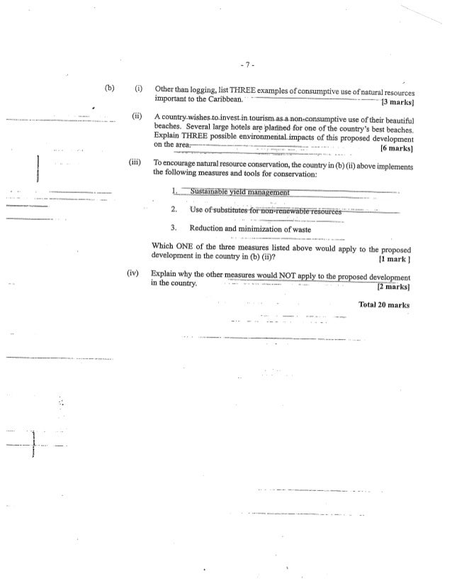 CAPE Environmental Science Unit 1 Paper 2 2012