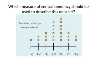 Which measure of central tendency should be
      used to describe this data set?
 