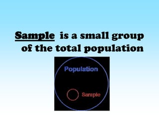 Sample is a small group
 of the total population
 