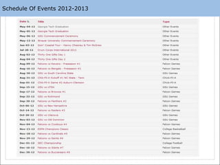 Schedule Of Events 2012-2013
 